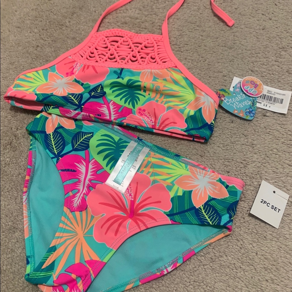 BREAKING WAVES Floral 2pc Bikini, Girls SZ 10